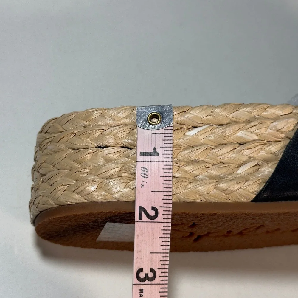Splendid Becki Sandals Women 6.5 Black New Leather Espadrille Platform Slides